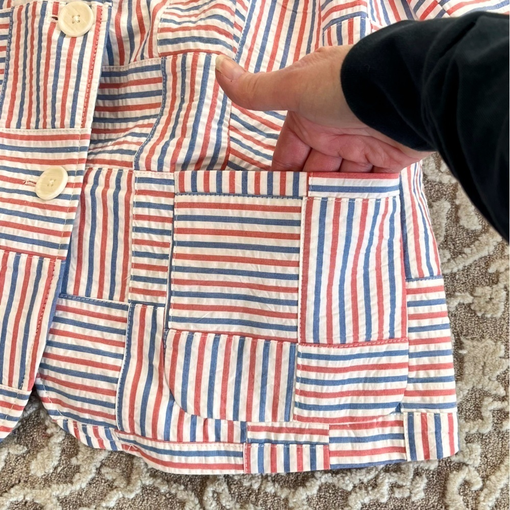 NWOT Talbots Petites Patchwork Seersucker Blazer - Picture 11 of 16